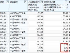 景顺长城中证A500ETF增长乏力：上周资金净流入7.06亿元，位居同类倒数第三